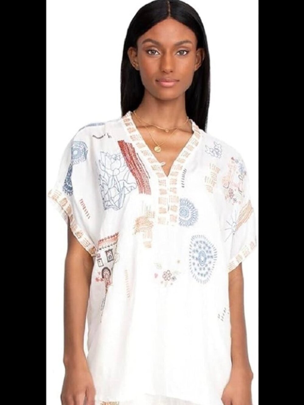 Johnny Was Pete & Greta Embroidered Tunic Blouse - XS
